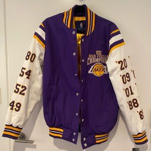 Men's LA Lakers Purple/White 17x NBA Finals Champions Full-Snap Varsity Jacket